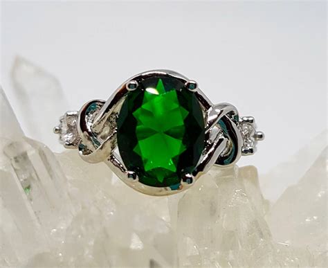 New To The Shop Celtic Emerald Silver Ring Celtic Irish Emerald