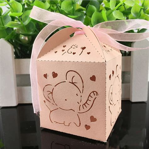 10pcs Cute Elephant Candy Box Wedding Favors Diy Paper T Boxes Kids