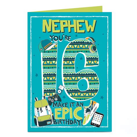 Buy Personalised 16th Birthday Card Epic Birthday Nephew For Gbp 1