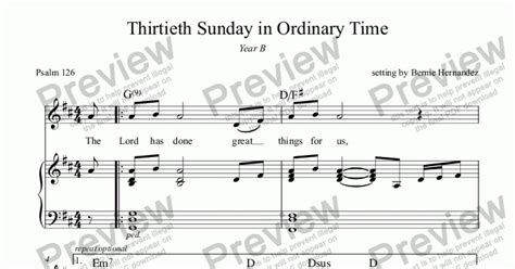 Responsorial Psalm 30th Sunday In Ordinary Time Yr B Sheet Music