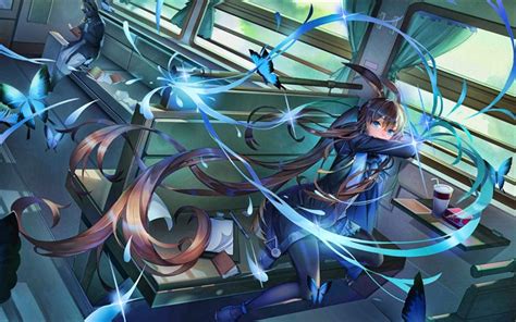 Download Wallpapers 4k Amiya Blue Lightings Arknights Manga Battle