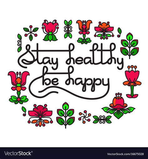 Stay Healthy Be Happy Greeting Card Royalty Free Vector