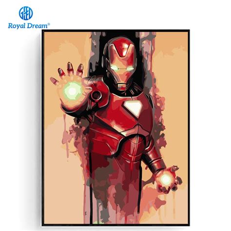 Acrylic Paint By Number Kit Avenger Unique T Iron Man Canvas