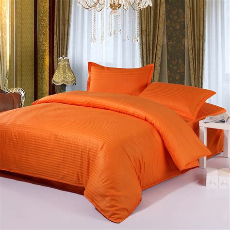 Hot Sale 4pcs Orange Bedding Comforter Set Tribute Silk Queen Size