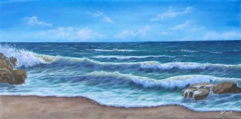 10×20 Originoil Paintingseascapeocean Wall Artwaves Shoreseaside