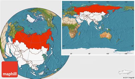 Satellite Location Map Of Russia Highlighted Continent Within The