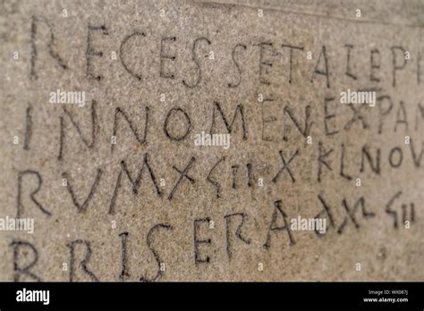 Script Ancient Writing In Latin And Ancient Spanish Carved On The