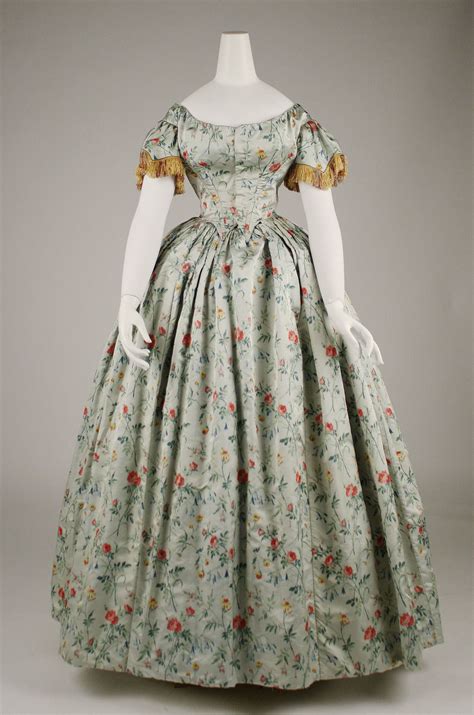 Evening Dress Ca 1850s French Silk Fringe Historical Dresses