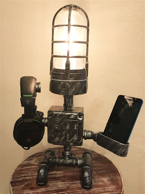 Steampunk Industrial Robot Lamp Usb Device Cradle And Charger Etsy