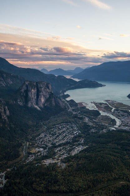 Premium Photo Aerial View Of A Small Town Squamish In British