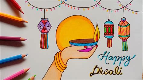 Happy Diwali Drawing Diwali Festival Youtube