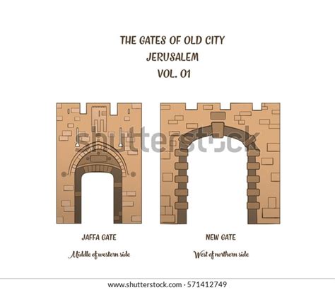 Gates Old City Jerusalem Jaffa Gate Vector De Stock Libre De Regalías