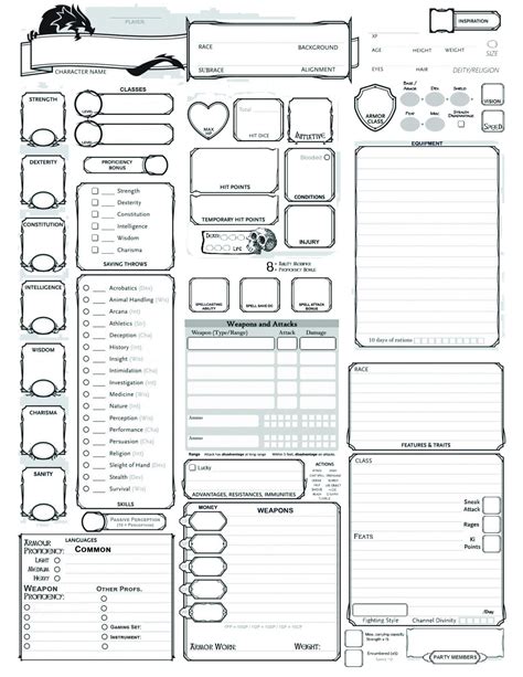 Coloured Sheets By Vinceepx Dnd Character Sheet Character Sheet