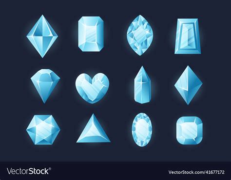 Ice Crystal Cartoon Gemstones Treasures Shiny Vector Image