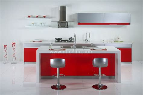 Hot Selling Contemporary Bright Red Lacquer Corner Kitchen