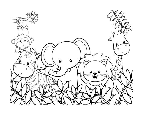 Jungle Animals Coloring Pages 26 Printable Drawings