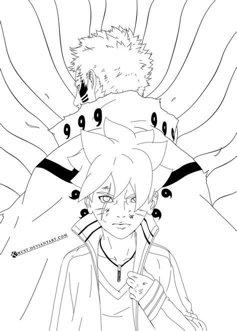 Boruto Father And Son Lineart By X7rust Naruto Drawings Naruto