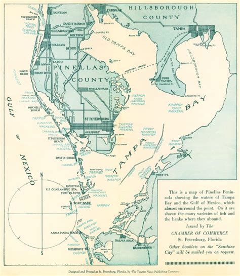 Map Of Tampa Bay Fishing Sites Mid 1900s
