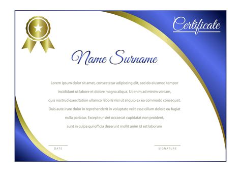 Elegant Blue And Gold Horizontal Certificate Template 1213776 Vector
