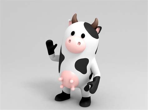 Rigged Cow Character 3d Model Cow Cartoon Styles Mascot Design