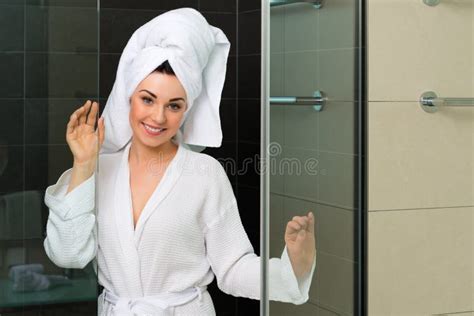 Young Woman Undressing In Bathroom Rear View Stock Image Image Of Natural Caucasian 41761975