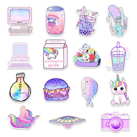 Kawaii Sticker Pack 50 Pc Aesthetic Stickers Hydroflask Etsy