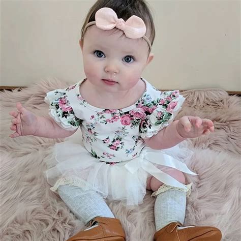 Newborn Infant Baby Girl Clothes Sleeveless Lace Ruffle Floral Rompers