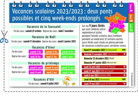 Infographie Vacances Scolaires 2022 2023 Les Ponts Et Week Ends