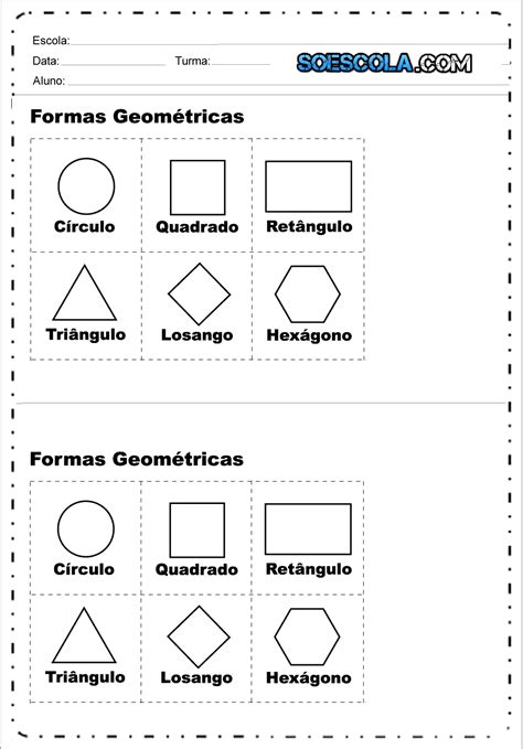 Recorte E Pinte Atividades Formas Geométricas — SÓ Escola