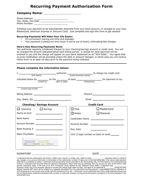 Ach Payment Authorization Form Printable Pdf Download Gambaran