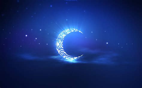 Download Digital Art Blue Crescent Moon Wallpaper