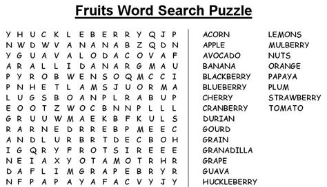 4 Best Images Of Fruit Word Search Printable Fruit And