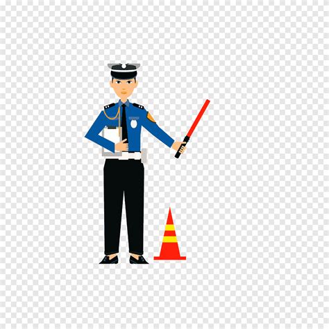 Cartoon Traffic A Traffic Policeman With A Baton Police Officer Flag