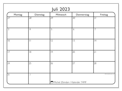Kalender Juli 2023 Zum Ausdrucken “74ss” Michel Zbinden Lu