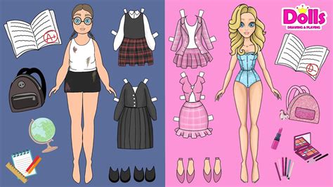 Paper Dolls Drawing And Playing Paper Dolls Ballerina Dress Up Drawing