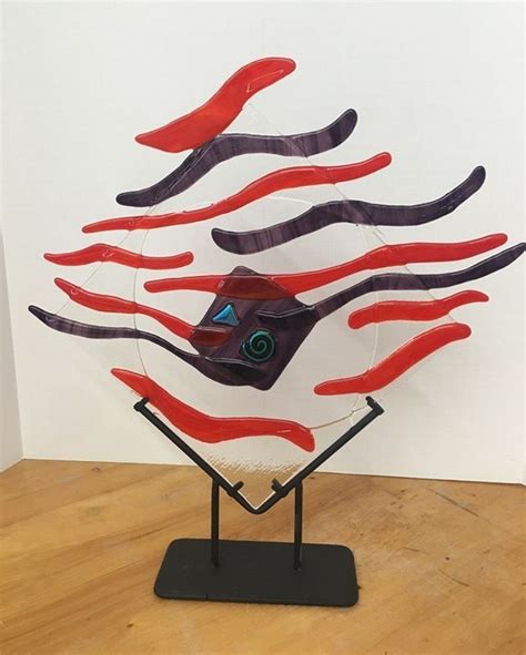 Modern Abstract Fused Glass Sculpture Makes A Great T Fusedglass