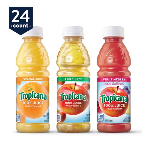 Tropicana 100 Juice 3 Flavor Classic Variety Pack 10 Ounce Bottles Pack Of 24