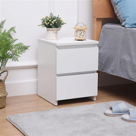 Contemporary White Bedside Tables White Modern Bedroom Decor 1 Drawer