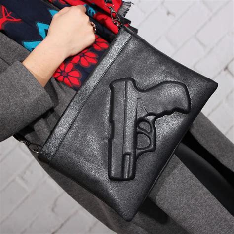 2016 New 3d Print Gun Bag Women Bags Handbags Pistol Design Women Clutch Purse Famous Brand