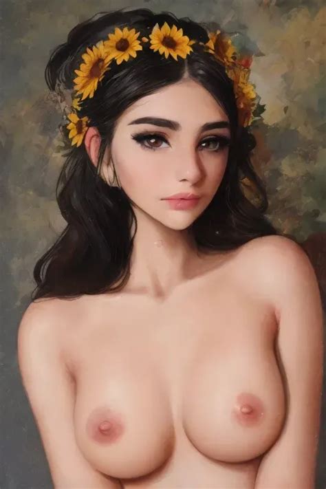 Dopamine Girl Oil Painting Brown Eyes Natural Face Beautiful Slim
