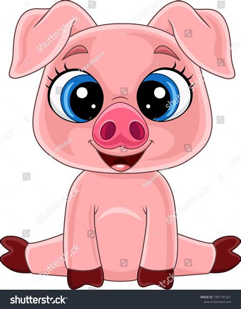 Cartoon Cute Baby Pig Sitting Stock Vector Royalty Free 1991141621