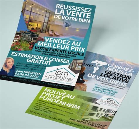 Livraison et contrôles des fichiers pao gratuits. Flyer & cartes de visite agence immobilière IPM immobilier