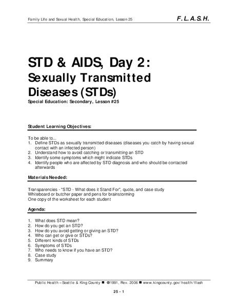 Sexually Transmitted Diseases Lesson Plans And Worksheets Lesson Planet