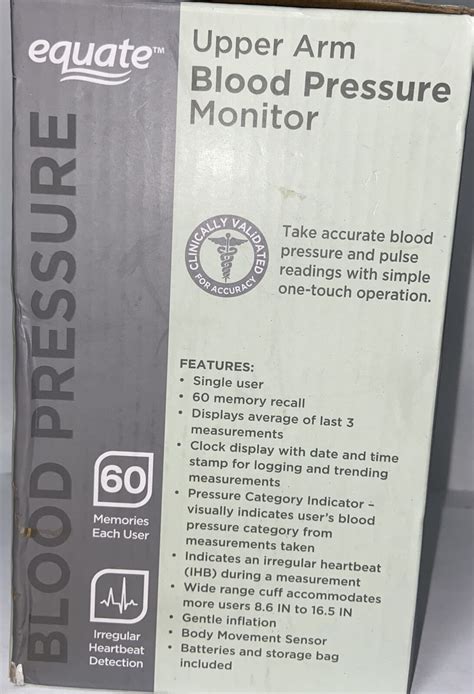 Equate Upper Arm Blood Pressure Monitor 4000 Series 681131235334 Ebay