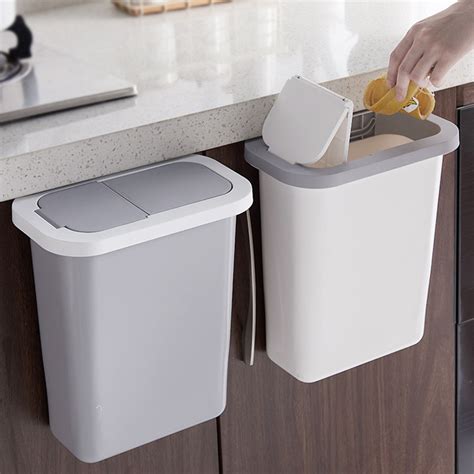 Hanging Trash Can For Kitchen Cabinet Door With Lid Small Under Sink