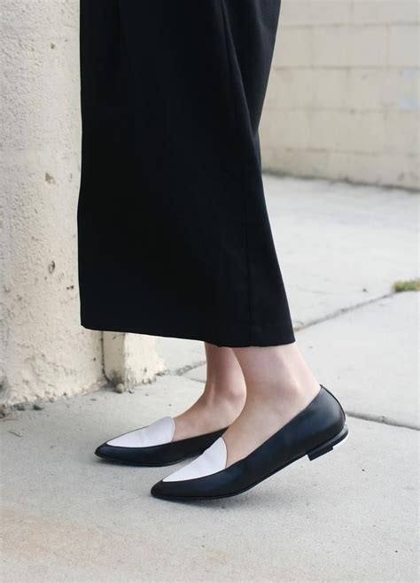 White And Black Everlane Flats Paired With Black Slacks Classicstyle