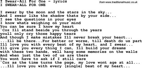 Love Song Lyrics Fori Swear All For One