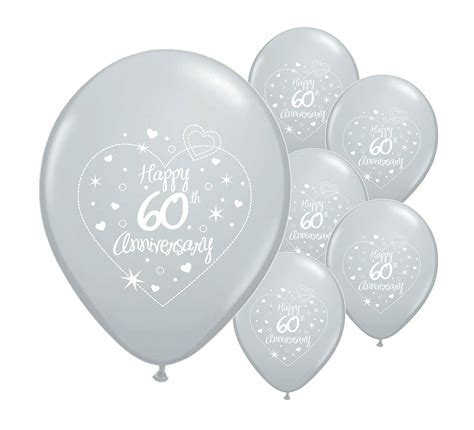 10 X 60th Diamond Wedding Anniversary Helium Quality 12 Balloons Pa