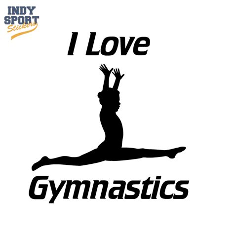 I Love Gymnastics Text With Silhouette Female Gymnast Decal Car