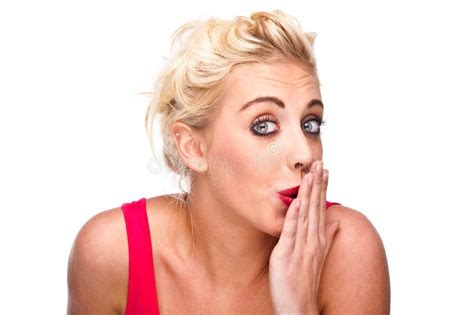 Naughty Expression Woman Covering Her Mouth Royalty Free Stock Images